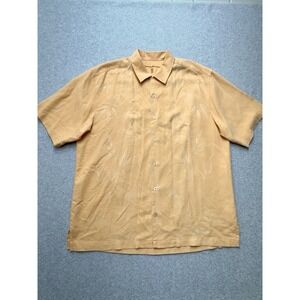 Tommy Bahama Shirt Mens Large Orange Silk Palm Tree‎ Leaves Coastal Beach Aloha